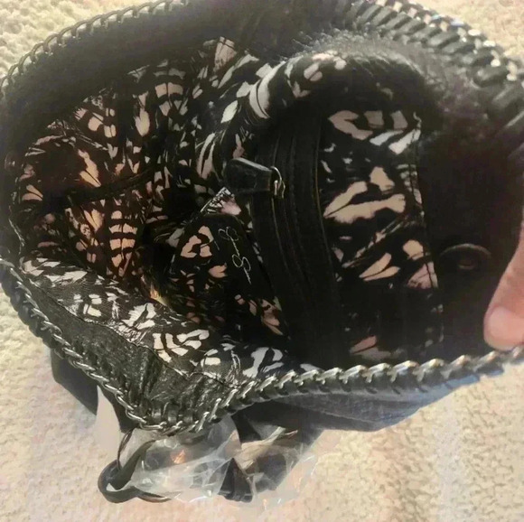 NWT Jessica Simpson Black and Silver Leather Bag - Picture 8 of 14